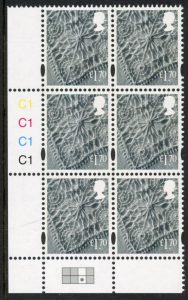 NI169  £1.70 linen. (new font) Cyld. C1x4   blue fluor R2 C3  printed by Cartor U/M (MNH)
