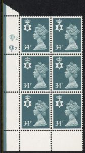 NI66  34p deep blue-grey. Cyld. Q2 Q2 ACP. printed by Questa U/M (MNH)