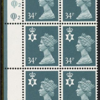 NI66  34p deep blue-grey. Cyld. Q2 Q2 ACP. printed by Questa U/M (MNH)