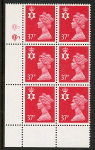 NI67  37p rosine . Cyld. Q1 Q1 . printed by Questa U/M (MNH)