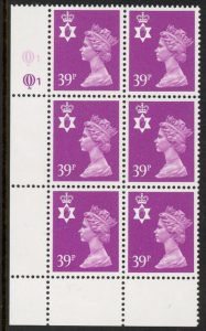 NI68  39p bright mauve. Cyld. Q1 Q1 ACP. printed by Questa U/M (MNH)
