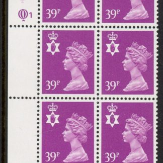 NI68  39p bright mauve. Cyld. Q1 Q1 ACP. printed by Questa U/M (MNH)