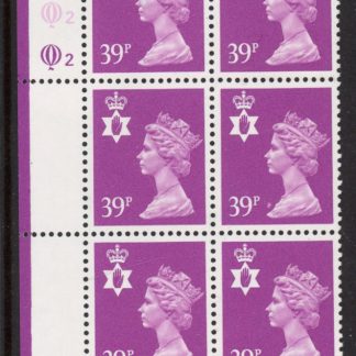 NI68  39p bright mauve. Cyld. Q2 Q2 ACP. printed by Questa U/M (MNH)