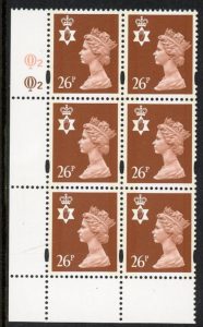 NI73  26p 2B red-brown . blue fluor  Cyld. Q2 Q2 . printed by Questa U/M (MNH)