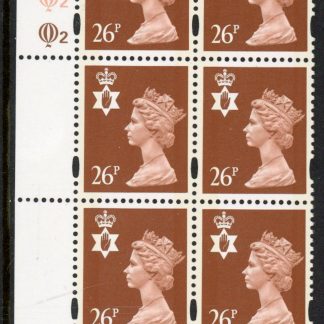 NI73  26p 2B red-brown . blue fluor  Cyld. Q2 Q2 . printed by Questa U/M (MNH)