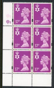 NI75  37p 2B bright mauve  Cyld. Q2 Q2 . printed by Questa U/M (MNH)