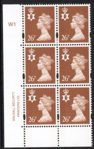 NI81   26p 2B chestnut  Cyld. W1 phos.W1 blue fluor. printed by Walsall U/M (MNH)