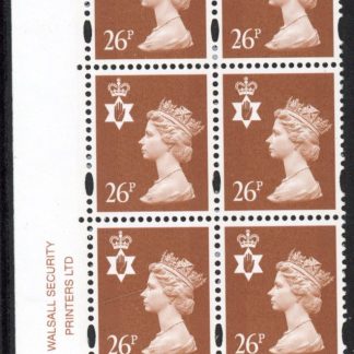 NI81   26p 2B chestnut  Cyld. W1 phos.W1 blue fluor. printed by Walsall U/M (MNH)
