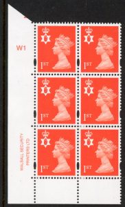 NI88b 1st bright orange Cyld. W1 phos W2 printed by Walsall U/M (MNH)