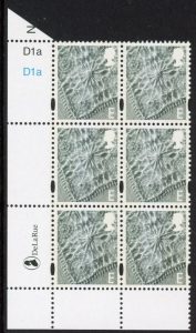 NI96  'E' linen. Cyld. D1a x 2    phos. D1a blue fluor   printed by DLR U/M (MNH)