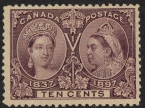 1897 Canada SG.131 10c purple. unmounted mint.