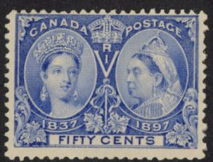 1897 Canada SG.135 50c bright ultramarine. unmounted mint.