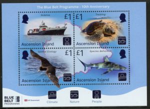 2026 Ascension SG.TBA Blue Belt Programme mini sheet U/M (MNH).