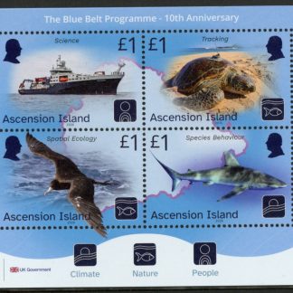 2026 Ascension SG.TBA  Blue Belt Programme mini sheet U/M (MNH).