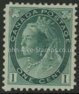 1898 Canada SG.151 1c blue green. lightly mounted mint.