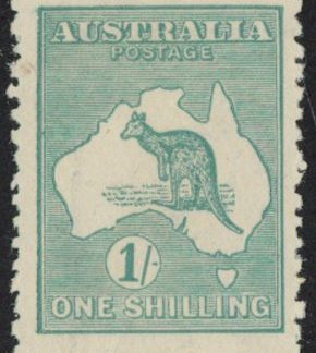 1916 Australia SG.40 1/- blue green die 2 mounted mint.