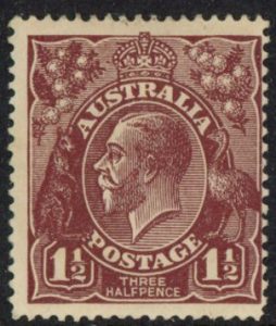 1920 Australia SG.59a 1½d Chocolate m/m.