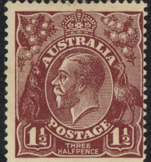 1920 Australia SG.59a 1½d Chocolate m/m.