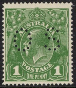 1924 Australia SG.O79 1d green perfin 'OS' U/M (MNH)