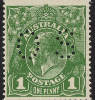 1924 Australia SG.O79 1d green perfin 'OS' U/M (MNH)
