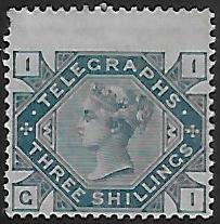 SG.T1 3/- slate blue plate1 Letters GI mounted mint.