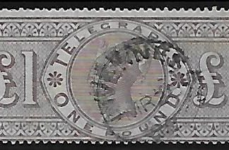 SG.T17 £1.00 brown-lilac plate 1 letters'AB' fine used.
