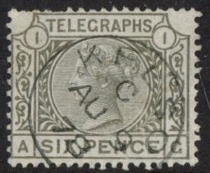 SG.T6 6d grey plate 1 fine used.