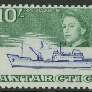 1963 British Antarctic. SG.14 10/- ultramarine & emerald. lightly mounted mint.