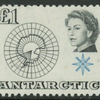 1963 British Antarctic. SG.15 £1.00 black & light blue. lightly mounted mint.