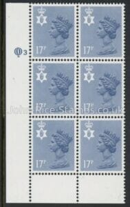 NI43 Northern Ireland 17p ACP. grey-blue Cyld. Q3 imperf. Questa U/M (MNH)
