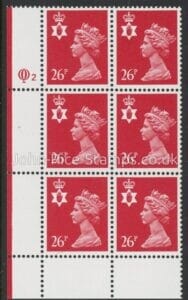 NI60a Northern Ireland 26p phos. Type 2 Cyld. Q2 Questa U/M (MNH)