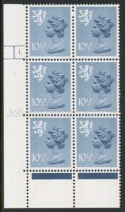S31  Scotland 10½p steel-blue.   cyld. 1 dot phos 30. Harrison.  U/M (MNH)