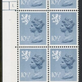 S31  Scotland 10½p steel-blue.   cyld. 1 dot phos 30. Harrison.  U/M (MNH)