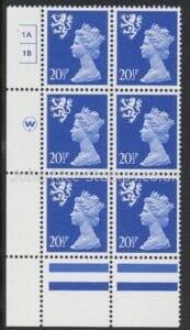 S46 Scotland 20½p ultramarine.  1A1B  no dot. Waddington.  U/M (MNH)