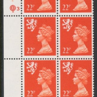 S66  Scotland 22p  bright orange-red perf 15x14 cyld. Q3 Q3   Questa  U/M (MNH)