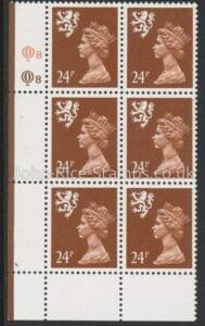 S70a  Scotland 24p T11  chestnut perf 14 cyld. Q8 Q8   Questa  U/M (MNH)