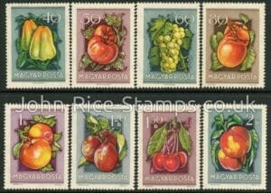 1954 Hungary SG.1377-84 Fruits Set of 8 values U/M (MNH)