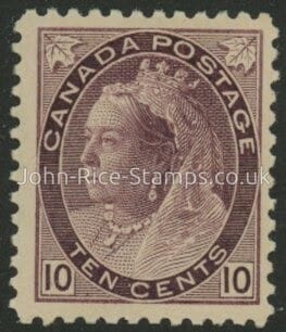 1898 Canada SG.164 10c  deep brownish purple. lightly mounted mint.