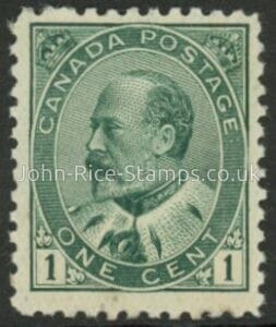 1911 Canada SG.174 1c deep green. U/M (MNH).
