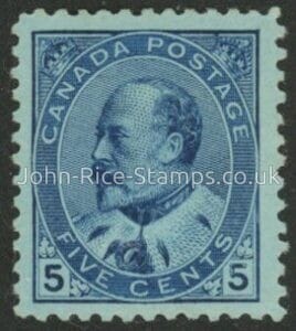 1911 Canada SG.179 5c indigo/bluish. lightly mounted mint.