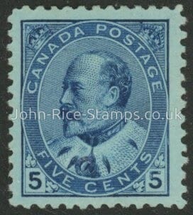 1911 Canada SG.179 5c indigo/bluish. lightly mounted mint.