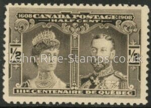 1908  Canada  SG.188  ½c sepia. Quebec Centenary. U/M (MNH).