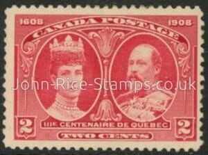 1908  Canada  SG.190  2c carmine. Quebec Centenary. U/M (MNH)