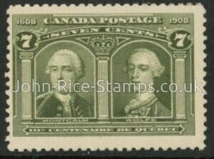 1908  Canada  SG.192  7c olive green. Quebec Centenary. U/M (MNH).