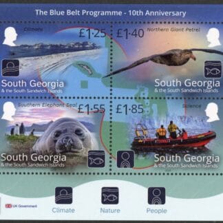 2026 South Georgia SG.TBA  Blue Belt Programme. mini sheet U/M (MNH).