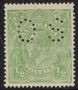 1918 Australia SG.O61 ½d green. mounted mint.