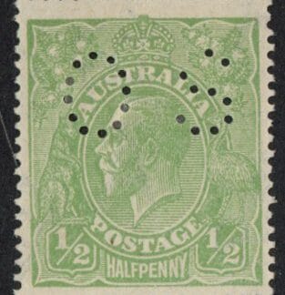 1918 Australia SG.O61  ½d green.  mounted mint.