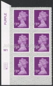 U2966  £3.00  mauve M19L Cyld. W1  grid position  R4 C2  SBP  s/L  Walsall U/M (MNH)