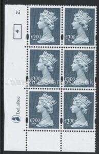 Y1801 (UC19) De La Rue £2.00 dull blue  Cyld. 2 dot (4)  U/M (MNH)