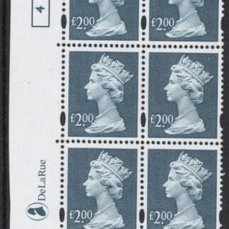 Y1801 (UC19) De La Rue £2.00 dull blue  Cyld. 2 dot (4)  U/M (MNH)